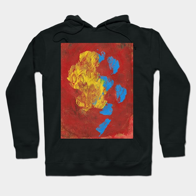 Yellow Blue Red Abstraction Painting Hoodie by SpieklyArt